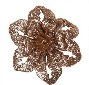 Umělá květina / dekorace magnolie bronzová – 6x2 cm