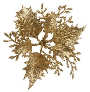 Umělá květina / dekorace cesmína zlatá – 11x3 cm