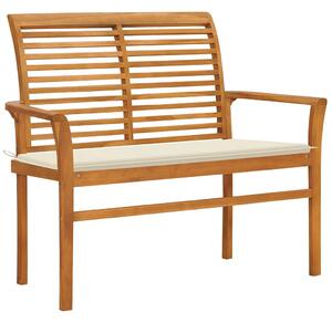 Zahradní lavice s krémovou poduškou 112 cm masivní teak 3062651