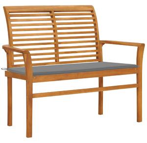 Zahradní lavice s šedou poduškou 112 cm masivní teak 3062650