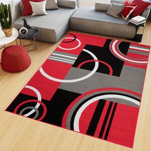 Chemex Kusový koberec Maya - geometrické tvary 2 - šedý/červený Rozměr koberce: 80x150 cm