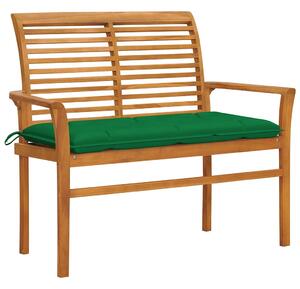 Zahradní lavice se zelenou poduškou 112 cm masivní teak 3062669