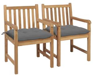 Zahradní židle 2 ks šedé podušky masivní teak 3062746