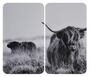 Kryty na sporák v sadě 2 ks z tvrzeného skla 30x52 cm Universal Highland Cattle – Wenko