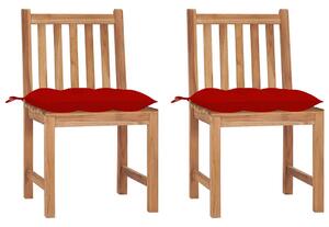 Zahradní židle 2 ks s poduškami masivní teak 3062937