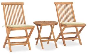 3dílný skládací zahradní jídelní set s poduškou masivní teak 3063173