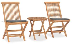 3dílný skládací zahradní jídelní set s poduškou masivní teak 3063172