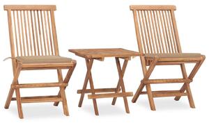 3dílný skládací zahradní jídelní set s poduškou masivní teak 3063201