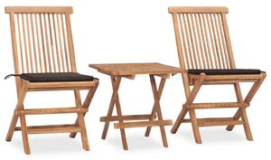 3dílný skládací zahradní jídelní set s poduškou masivní teak 3063206