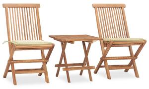 3dílný skládací zahradní jídelní set s poduškou masivní teak 3063200