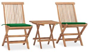 3dílný skládací zahradní jídelní set s poduškou masivní teak 3063203