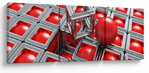 Obraz - 3D metalická abstrakce (s hodinami) (90x30 cm)