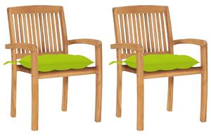Zahradní židle 2 ks jasně zelené podušky masivní teak 3063278