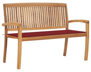 Stohovatelná zahradní lavice s poduškou 128,5 cm masivní teak 3063288