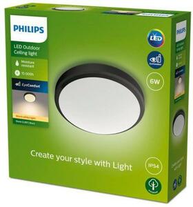 Philips DORIS venkovní přisazené LED svítidlo 1x6W 600lm 2700K 22cm IP54, černé