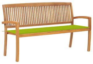 Stohovatelná zahradní lavice s poduškou 159 cm masivní teak 3063317