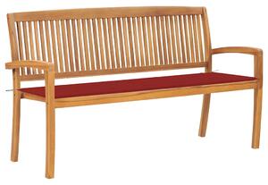Stohovatelná zahradní lavice s poduškou 159 cm masivní teak 3063312