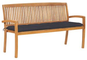 Stohovatelná zahradní lavice s poduškou 159 cm masivní teak 3063321