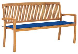 Stohovatelná zahradní lavice s poduškou 159 cm masivní teak 3063316