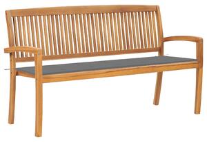 Stohovatelná zahradní lavice s poduškou 159 cm masivní teak 3063307