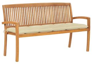 Stohovatelná zahradní lavice s poduškou 159 cm masivní teak 3063323