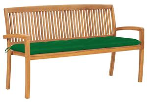 Stohovatelná zahradní lavice s poduškou 159 cm masivní teak 3063326