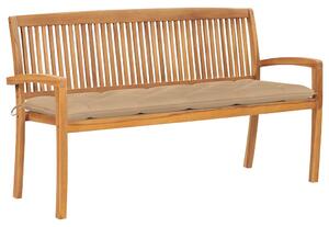 Stohovatelná zahradní lavice s poduškou 159 cm masivní teak 3063324