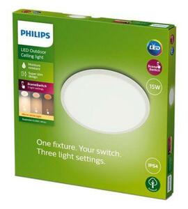 Philips Superslim CL550 venkovní přisazené LED svítidlo 15W 1300lm 2700K krokové stmívání IP54 25cm, bílé