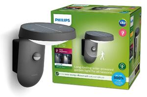 Philips Tyla IR solární venkovní nástěnné LED svítidlo se senzorem 1,2W 255lm 3000K IP44, antracit