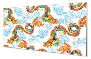 Skleněný panel Japonské barevné draky 100x50cm