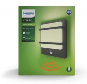 Philips LED Venkovní nástěnné svítidlo Petronia s pohybovým čidlem 17395/93/P0 antracitové 2700K
