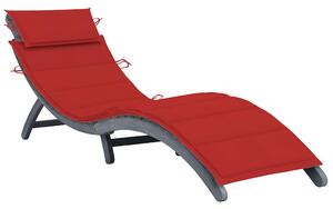 Zahradní lehátko s poduškou šedé masivní akáciové dřevo 3064050