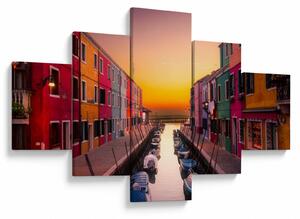 Obraz - Západ slunce, ostrov Burano, Benátky, Itálie (125x70 cm)
