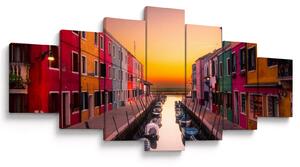 Obraz - Západ slunce, ostrov Burano, Benátky, Itálie (210x100 cm)