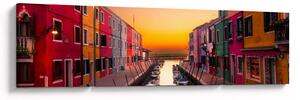 Obraz - Západ slunce, ostrov Burano, Benátky, Itálie (170x50 cm)