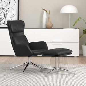 Relaxační křeslo se stoličkou lesklé černé umělá kůže