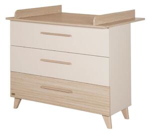 Krémová/v přírodní barvě dětská komoda v dekoru dubu s přebalovacím pultem 110x98x75 cm Sidney – Roba