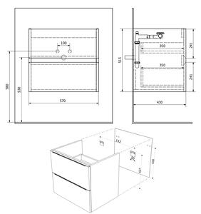 Sapho, FILENA umyvadlová skříňka 57x51,5x43cm, bílá matná, FID1260W