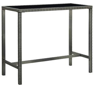 Zahradní barový stůl šedý 130 x 60 x 110 cm polyratan a sklo 313462