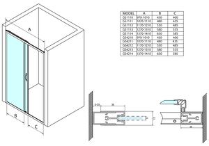 Gelco, SIGMA SIMPLY sprchové dveře posuvné 1000mm, sklo Brick, GS4210
