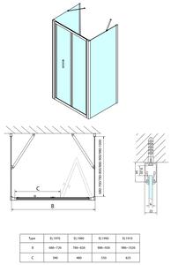 Polysan EASY LINE třístěnný sprchový kout 700x800mm, skládací dveře, L/P varianta, čiré sklo