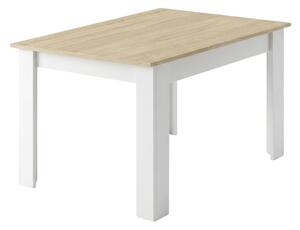 Bílý jídelní stůl s deskou v dekoru dub sonoma MADO 120x80