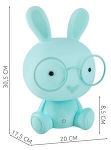 7881 DR Noční lampička králík s brýlemi 30,5cm Modrá