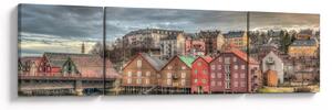 Obraz - Domy u řeky (170x50 cm)