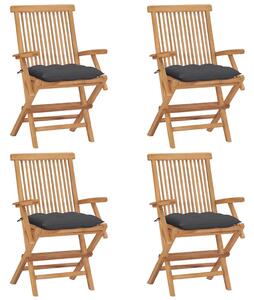 Skládací židle s antracitovými polštáři 4 ks, masivní teakové dřevo 3065632