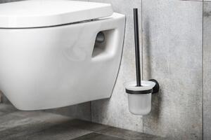 Aqualine, SAMBA WC kartáč nástěnný, mléčné sklo, černá, SB208