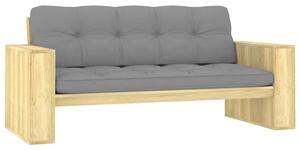 Zahradní lavice a šedé podušky 179 cm impregnovaná borovice 3065757