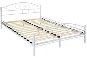 Tectake 401725 kovová postel dvoulůžková romance včetně lamelových roštů - 200 x 140 cm,bílá
