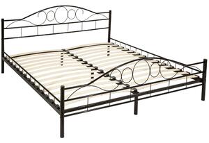 Tectake 401724 kovová postel dvoulůžková romance včetně lamelových roštů - 200 x 180 cm,černá