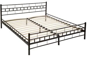 Tectake 401720 kovová postel dvoulůžková včetně lamelových roštů - 200 x 180 cm,černá